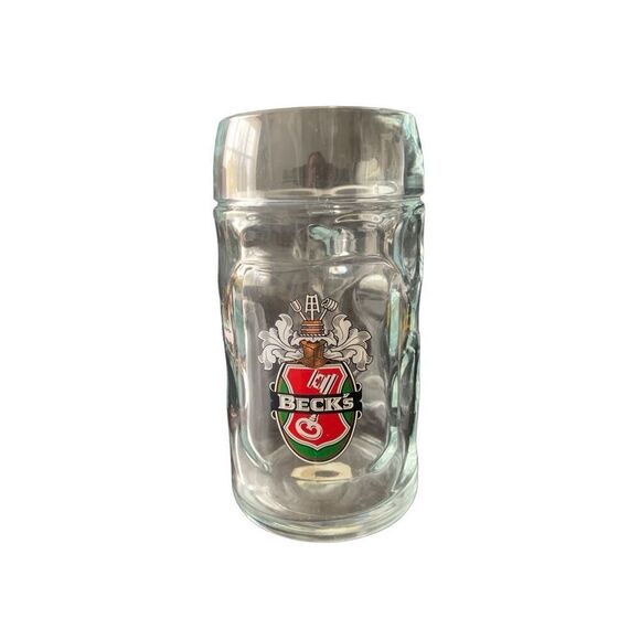 Vintage Beck’s German Beer Waffle Simple Glass Mug Bottoms Up German Style - Picture 1 of 13
